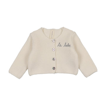 Lilette by Lil Legs Cream/Blue Le Bebe Knit Cardigan