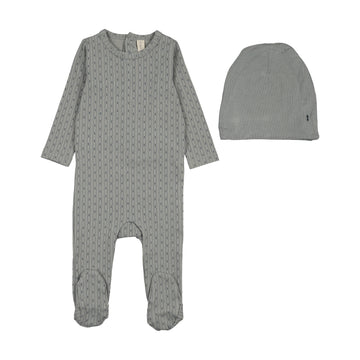 Lilette Gem Stripe Footie Set - Light Blue