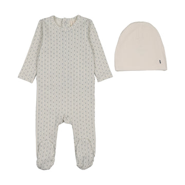 Lilette Gem Stripe Footie Set - Cream/Blue