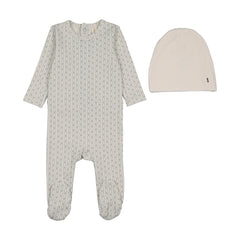 Lilette Gem Stripe Footie Set - Cream/Blue