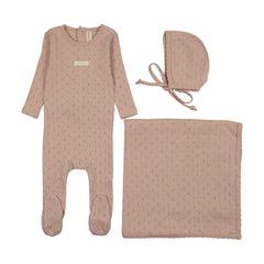 Lilette Floret Print Layette Set - Dusty Pink