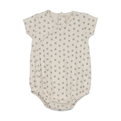 Lilette Terry Wrap Romper - Cream/Pale Blue