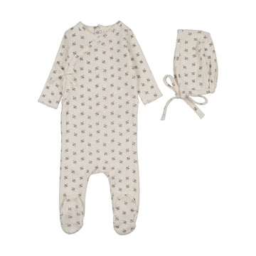 Lilette Terry Footie Set - Cream/Pink