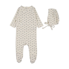 Lilette Terry Footie Set - Cream/Blue