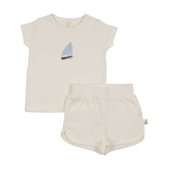 Lilette Nautical Short sleeve Set - Cream