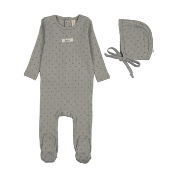 Lilette Floret Print Footie Set - Light Blue