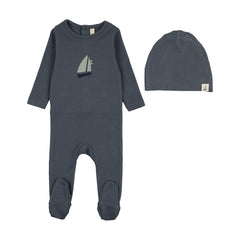 Lilette Nautical Graphic Footie Set - Off Navy