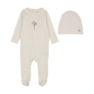 Lilette Bouquet Graphic Footie Set - Cream