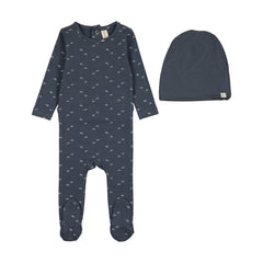 Lilette Paper Boat Footie Set - Off Navy