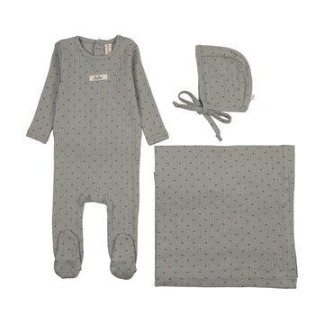 Lilette Floret Print Layette Set - Light Blue