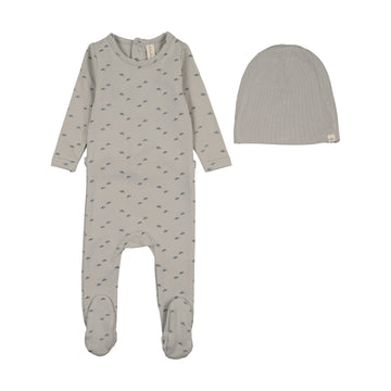 Lilette Paper Boat Footie Set - Pale Blue
