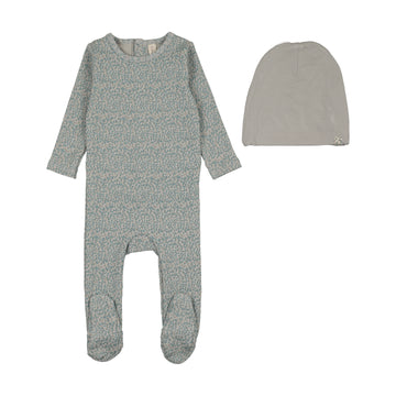 Lilette Spotted Print Footie Set - Pale Blue