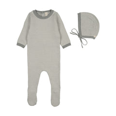 Lilette Two Tone Knit Footie Set - Light Blue