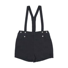 Analogie By Lil Legs Linen Suspender Shorts - Navy