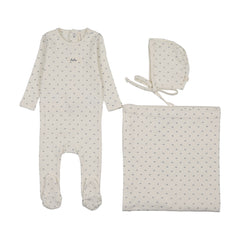 Lilette Floret Print Layette Set - Cream/Blue