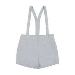 Analogie By Lil Legs Linen Suspender Shorts - Clear Blue