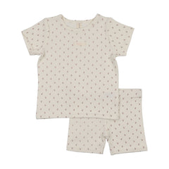 Lilette Floret Print Short Sleeve Lounge Set - Cream/Pink