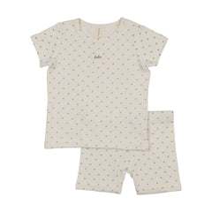 Lilette Floret Print Short Sleeve Lounge Set - Cream/Blue