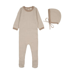 Lilette Two Tone Knit Footie Set - Oat