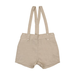 Analogie By Lil Legs Linen Suspender Shorts - Wheat