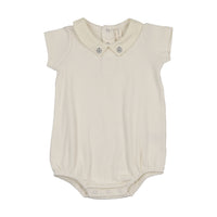 Lilette Sweetheart Collar Romper - Cream/Light Blue