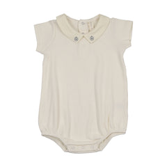 Lilette Sweetheart Collar Romper - Cream/Light Blue