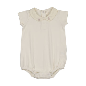 Lilette Sweetheart Collar Romper - Cream/Dusty Pink