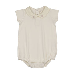 Lilette Sweetheart Collar Romper - Cream/Dusty Pink