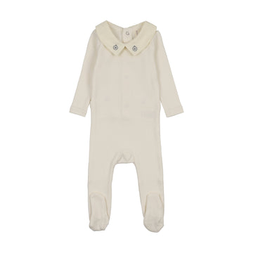 Lilette Sweetheart Collar Footie - Cream/Blue
