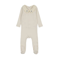 Lilette Sweetheart Collar Footie - Cream/Blue
