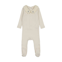 Lilette Sweetheart Collar Footie - Cream/Blue