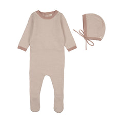 Lilette Two Tone Knit Footie Set - Dusty Pink