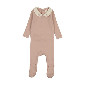 Lilette Sweetheart Collar Footie - Dusty Pink