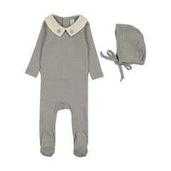 Lilette Sweetheart Collar Footie Set - Light Blue