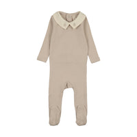 Lilette Sweetheart Collar Footie - Cream/Taupe