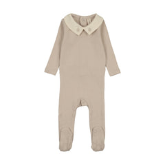 Lilette Sweetheart Collar Footie - Cream/Taupe