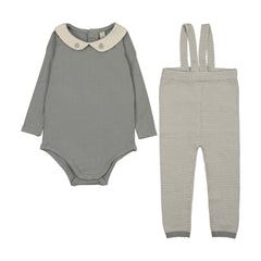 Lilette Two Tone Knit Suspender Set Long - Light Blue