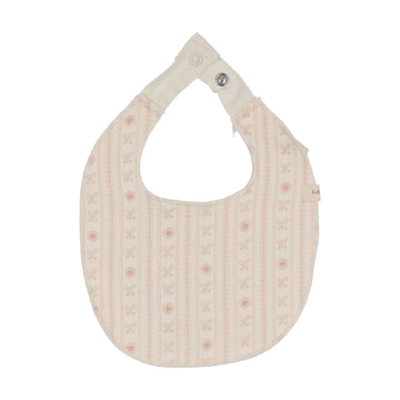 Lilette Sweetheart Muslin Bib - Cream/Dusty Pink