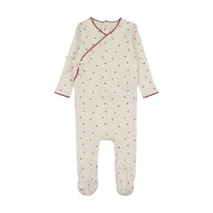 Lilette Cherry Scallop Footie - Cream/Pink