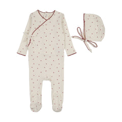 Lilette Cherry Scallop Footie Set - Cream/Pink