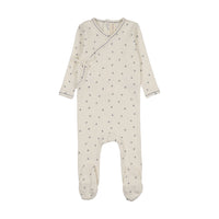 Lilette Cherry Scallop Footie - Cream/Blue