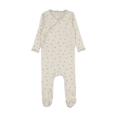 Lilette Cherry Scallop Footie - Cream/Blue