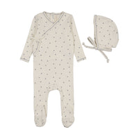 Lilette Cherry Scallop Footie Set - Cream/Blue