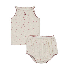 Lilette Cherry Pointelle Tank Set - Cream/Pink