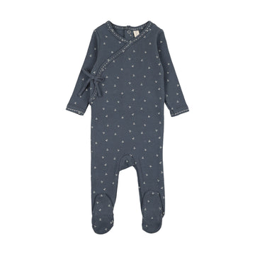 Lilette Cherry Scallop Footie - Off Navy