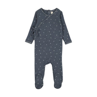 Lilette Cherry Scallop Footie - Off Navy