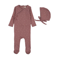 Lilette Cherry Scallop Footie Set - Mauve