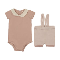 Lilette Two Tone Knit Suspender Set - Dusty Pink