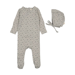 Lilette Printed Wrapover Footie Set - Pale Blue