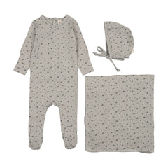 Lilette Printed Wrapover Layette Set - Pale Blue